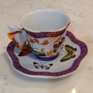 Cute Butterfly teacup with saucer
